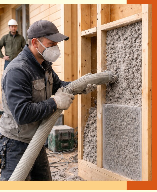 Утепление дома из бруса эковатой в Сосновом Бору от 1879 руб/м2 | ТепломастерСнб