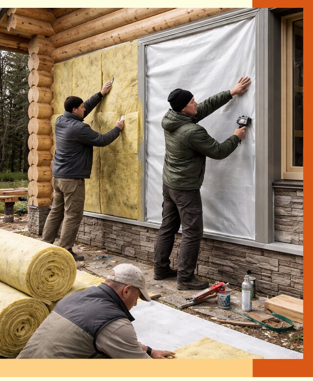 Утепление бревенчатого дома в Сосновом Бору от 7771 руб/м2 — заказать под ключ | ТепломастерСнб