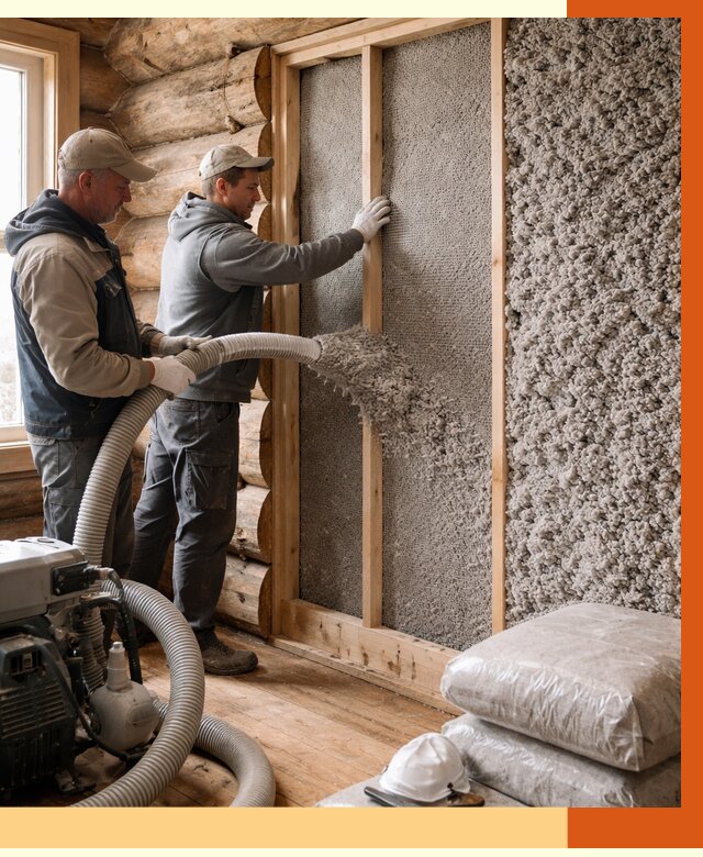 Утепление бревенчатого дома эковатой в Сосновом Бору от 2793 руб. | ТепломастерСнб