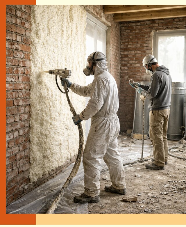 Утепление кирпичного дома пенополиуретаном в Сосновом Бору