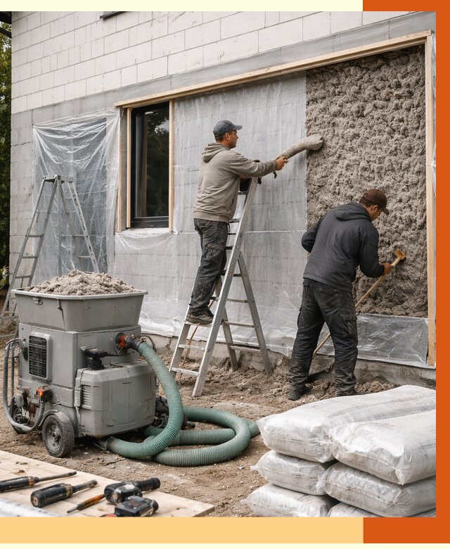 Утепление дома из газобетона эковатой в Сосновом Бору от 4571 руб./м2 | ТепломастерСнб