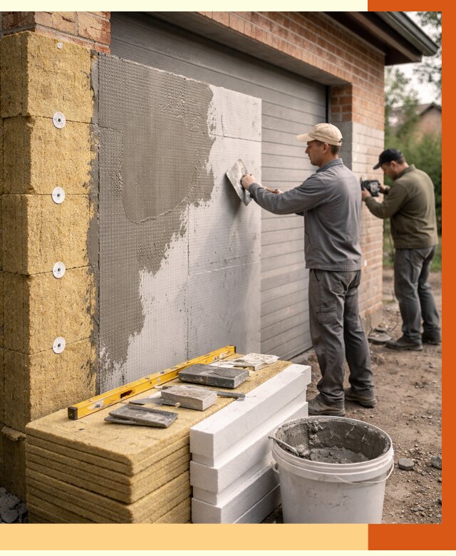 Утепление гаража снаружи в Сосновом Бору от 4266 руб. за м2 — наружное утепление под ключ | ТепломастерСнб