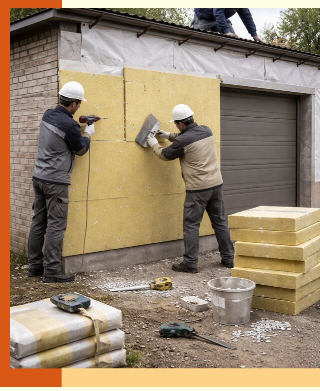 Утепление гаража снаружи в Сосновом Бору качественно и надёжно