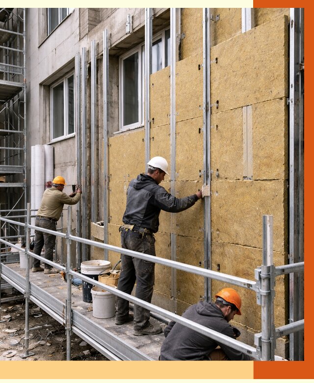 Утепление вентилируемого фасада в Сосновом Бору от 5688 руб/м2 — монтаж и утепление вентфасад | ТепломастерСнб