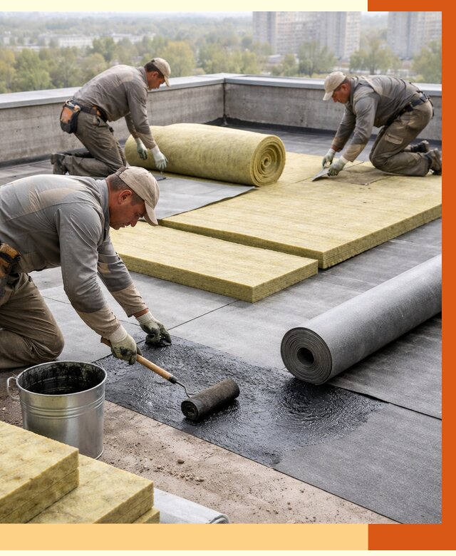 Утепление плоской крыши в Сосновом Бору от 7314 руб./м2 под ключ | ТепломастерСнб