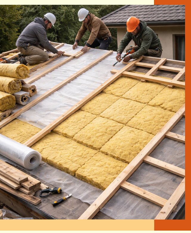 Утепление скатной крыши в Сосновом Бору от 1270 руб./м2 под ключ | ТепломастерСнб