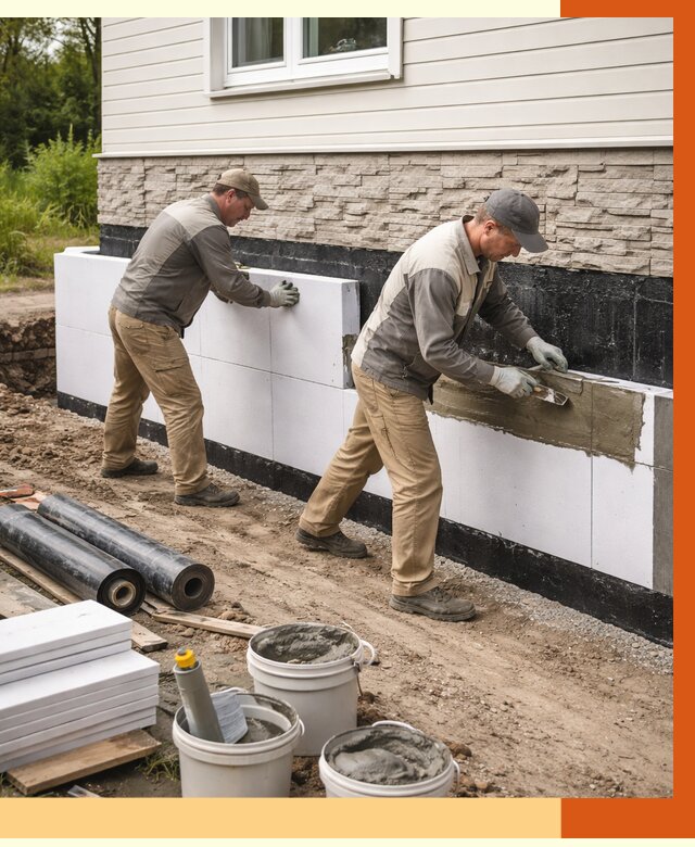 Утепление фундамента снаружи в Сосновом Бору от 4266 руб. за м² | ТепломастерСнб