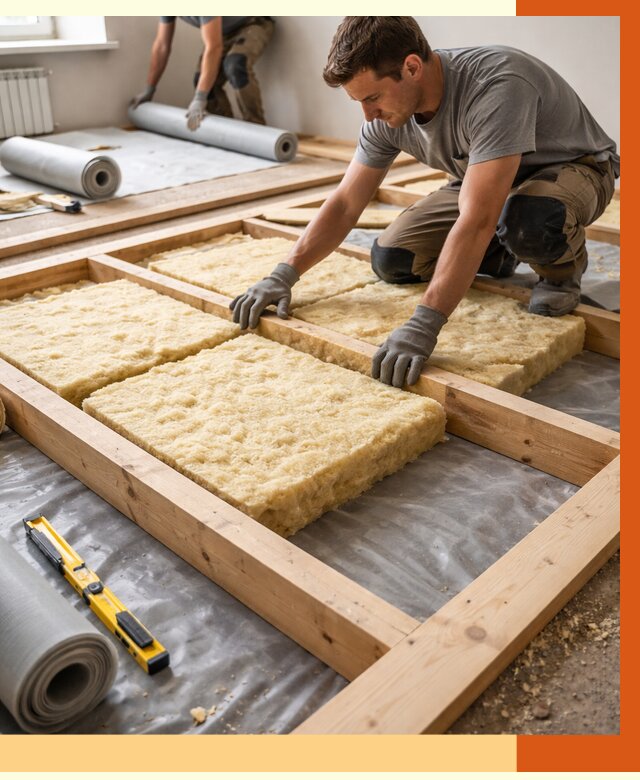 Утепление деревянного пола в Сосновом Бору от 1524 руб./м2 под ключ | ТепломастерСнб