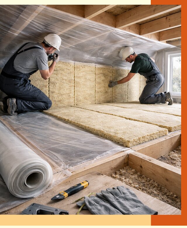 Утепление перекрытий в Сосновом Бору от 2895 руб/м2 — утепление межэтажных и чердачных | ТепломастерСнб