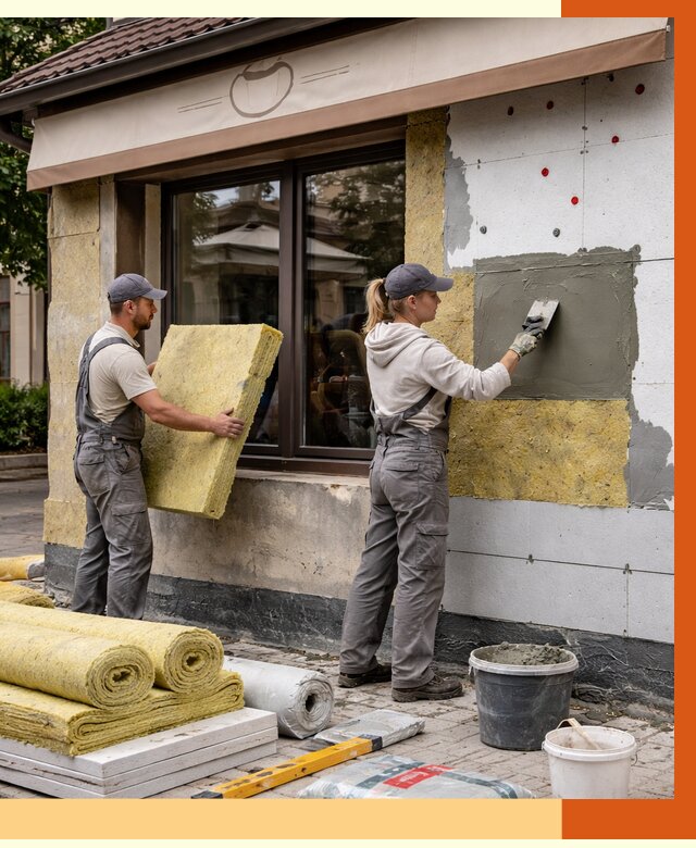 Утепление кафе в Сосновом Бору от 4266 руб/м2 — комплексно под ключ | ТепломастерСнб