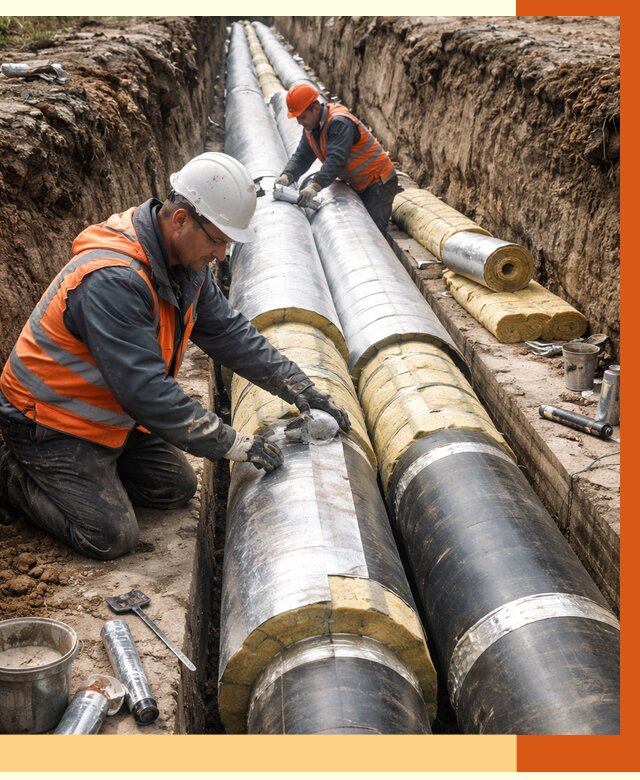 Утепление теплотрассы в Сосновом Бору от 4571 руб./м2 — ппу и комплексная изоляция | ТепломастерСнб