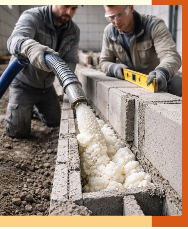 Заполнение колодцевой кладки ППУ в Сосновом Бору от 4266 руб. за м2 | ТепломастерСнб