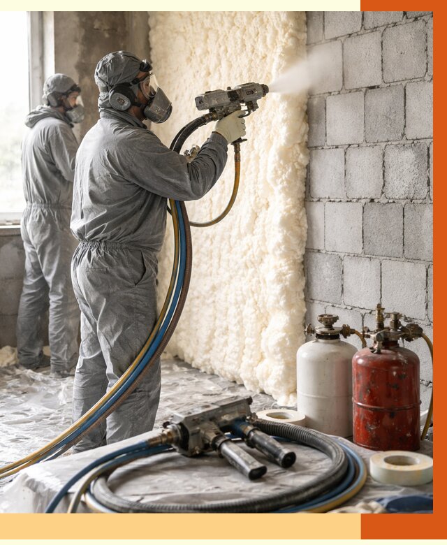 Утепление блочной стены ППУ в Сосновом Бору от 4317 руб./м² — ТепломастерСнб