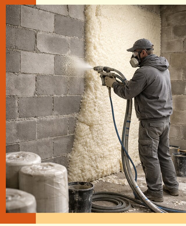 Утепление блочной стены ППУ в Сосновом Бору качественно и надёжно