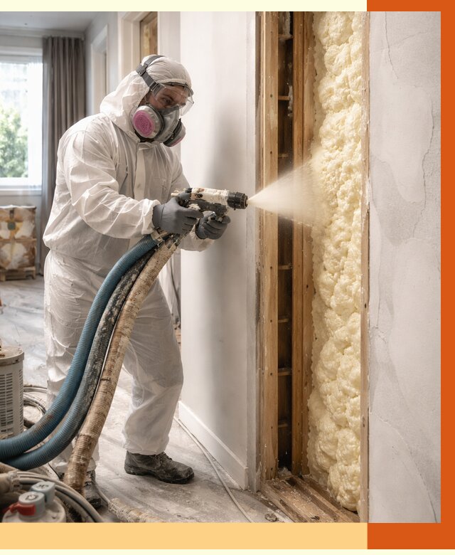 Межстеновое утепление ППУ в Сосновом Бору от 2793 руб/м2 — межстенное утепление под ключ | ТепломастерСнб