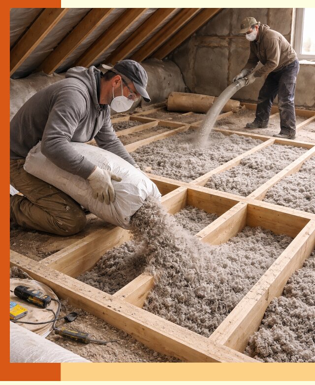 Заполнение полостей чердачного перекрытия в Сосновом Бору качественно и надёжно