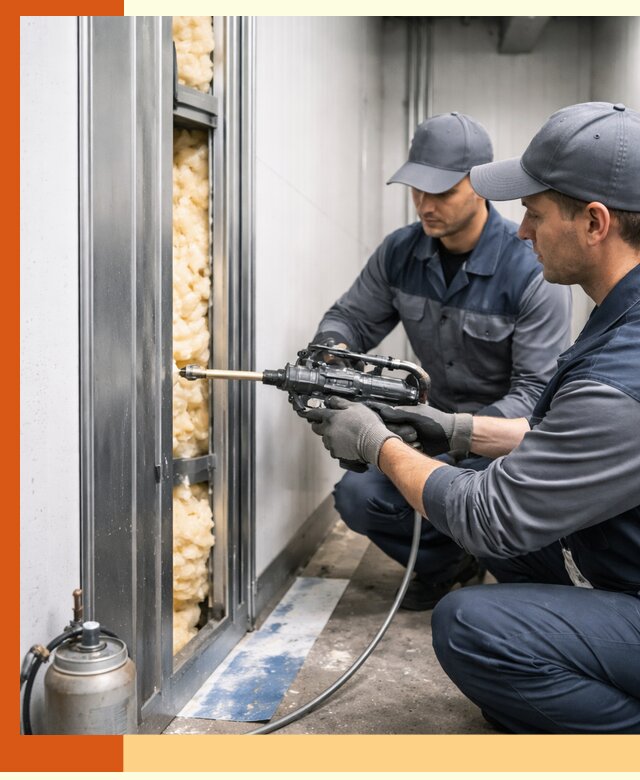 Заполнение пустот холодильных панелей в Сосновом Бору специализированной пеной