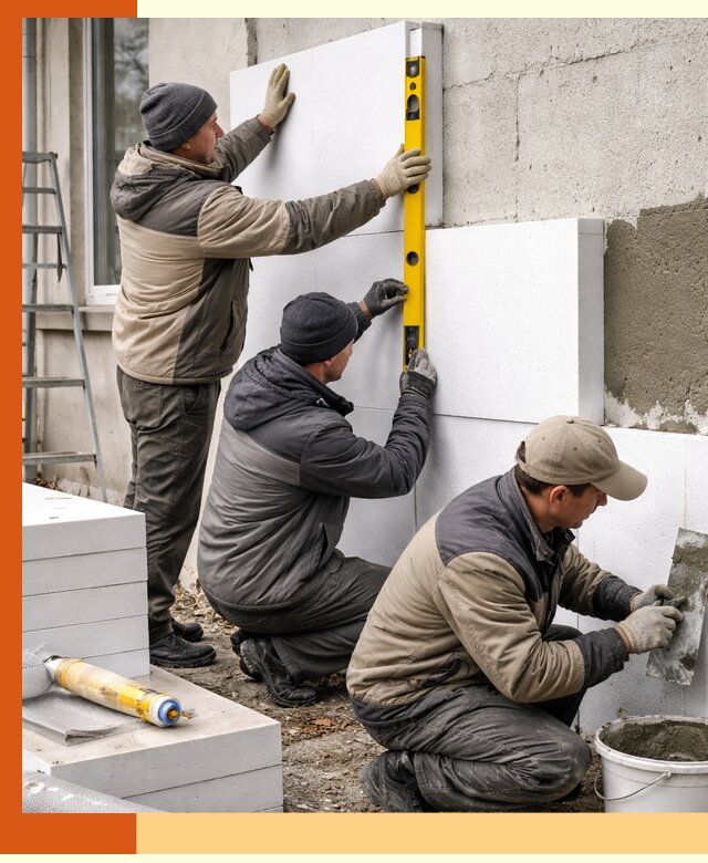 Утепление пенопластом наружных стен и фасадов в Сосновом Бору