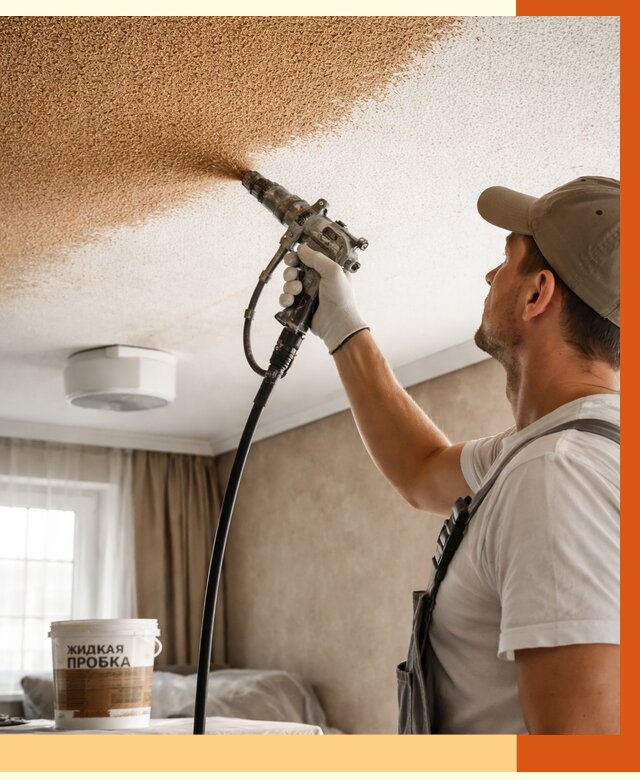 Утепление потолка жидкой пробкой в Сосновом Бору от 3555 руб. | ТепломастерСнб