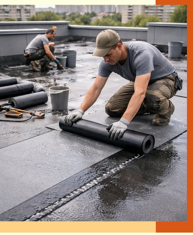 Гидроизоляция плоской кровли в Сосновом Бору от 4571 руб./м2 — профессионально | ТепломастерСнб