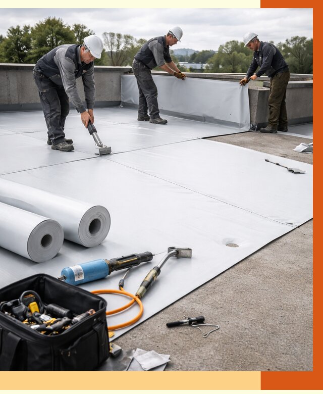 Гидроизоляция мембранной кровли в Сосновом Бору от 7619 руб./м² — профессионально | ТепломастерСнб