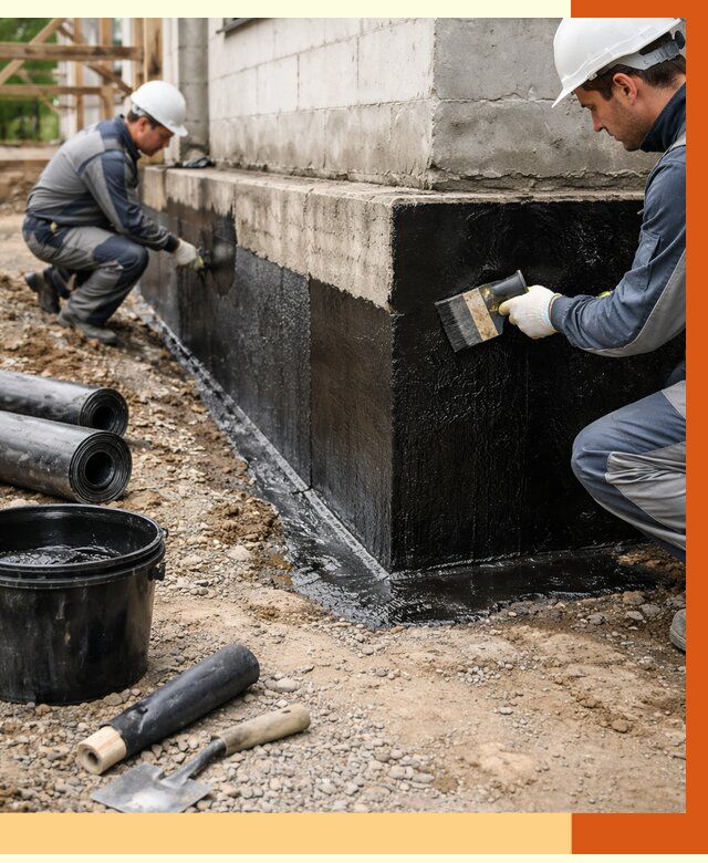 Гидроизоляция фундамента в Сосновом Бору от 1270 руб. — профессионально, под ключ | ТепломастерСнб