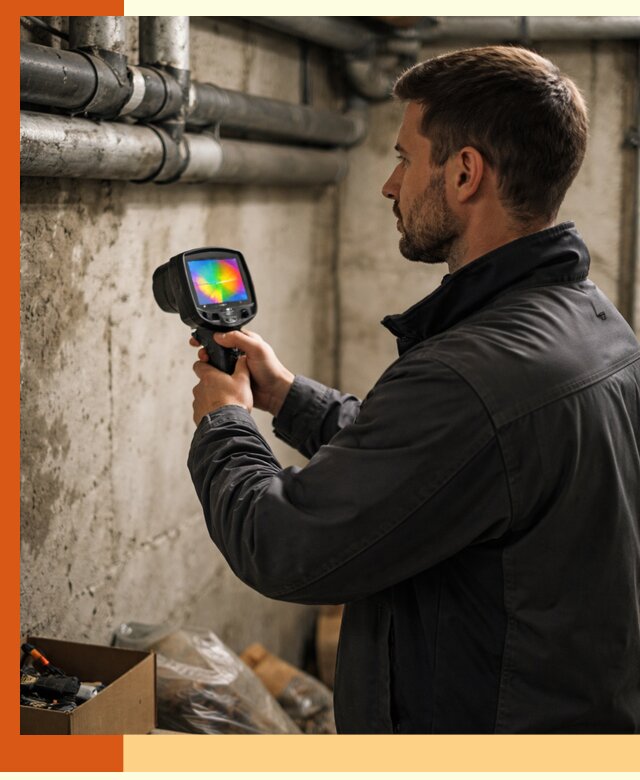 Тепловизионное обследование подвала в Сосновом Бору для поиска утечек тепла