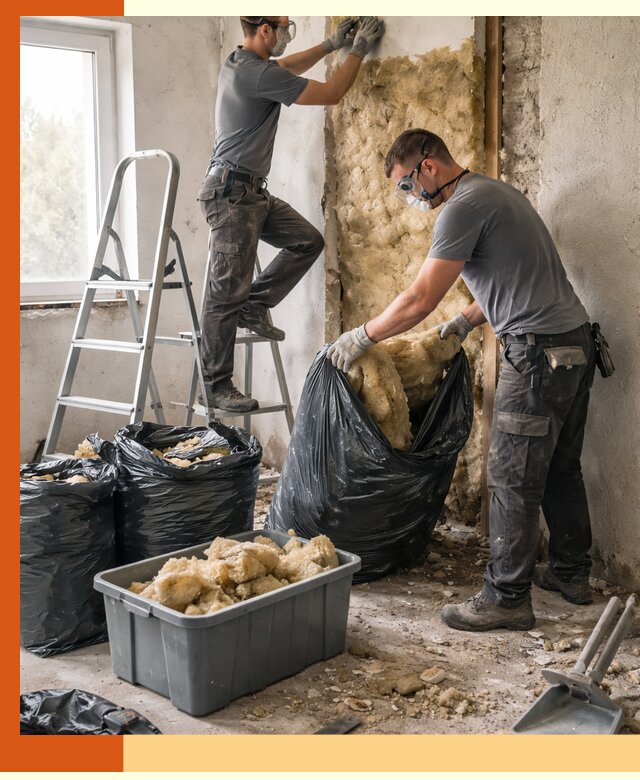 Демонтаж старого утеплителя и вывоз отходов в Сосновом Бору